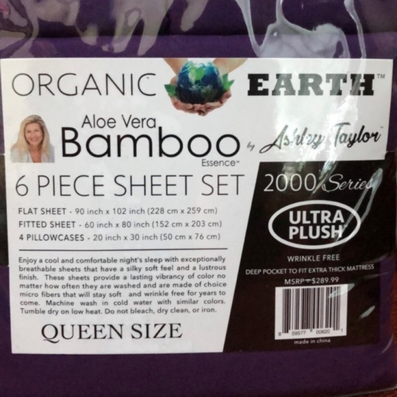 Bamboo Sheets 6 piece set Queen Purple - Picture 2 of 3